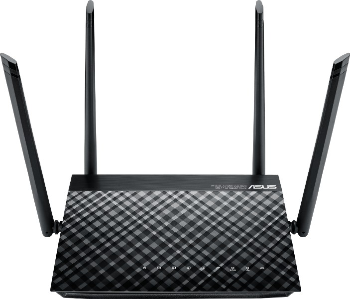 Router - Asus, RT-AC1200GU, 2,4 GHz, 4 Antenas, 567 Mbps, 4 Puertos LAN, 1 USB, Negro