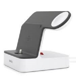 Base de carga -  Belkin Powerhouse, iPhone y Apple Watch, 2 en 1, Conector Lightning, Blanco