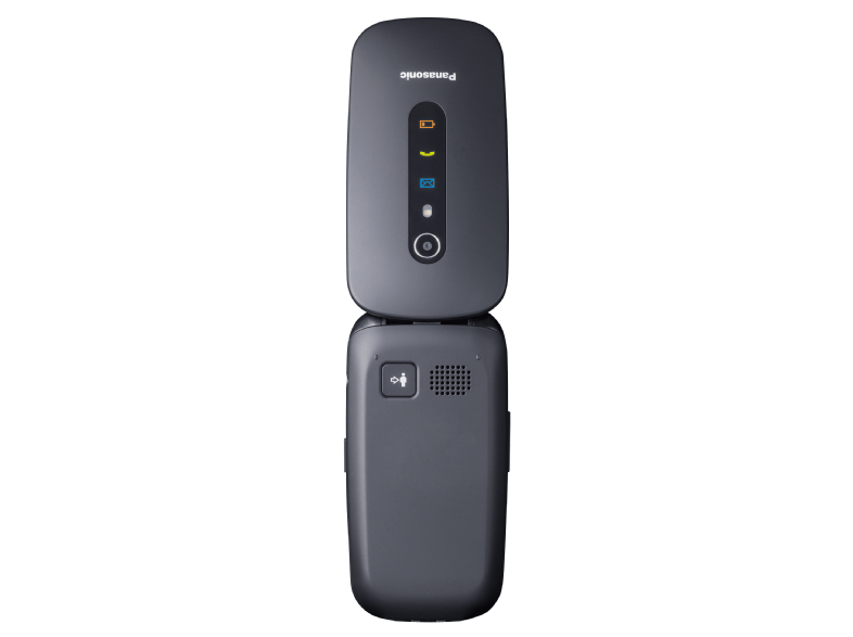Móvil - Panasonic KX-TU466, 2.4", 2 MP, 2G, Resistente a Golpe, Botón SOS, Negro + Base de Carga