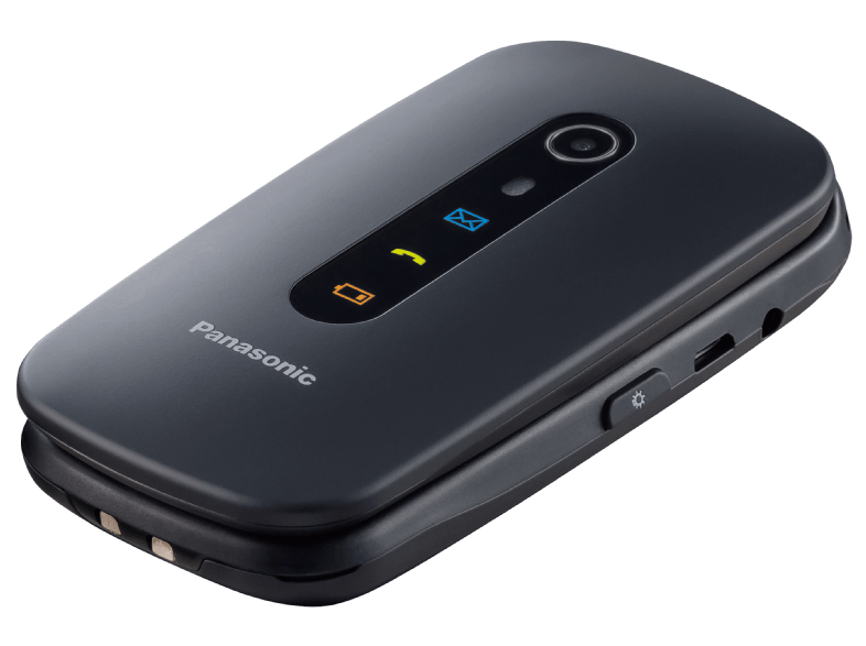 Móvil - Panasonic KX-TU466, 2.4", 2 MP, 2G, Resistente a Golpe, Botón SOS, Negro + Base de Carga