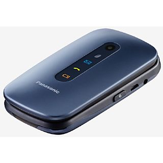 Móvil - Panasonic KX-TU456, Para mayores, 2.4", Botón SOS, Resistente Golpes, Compatible Audifonos-Azul