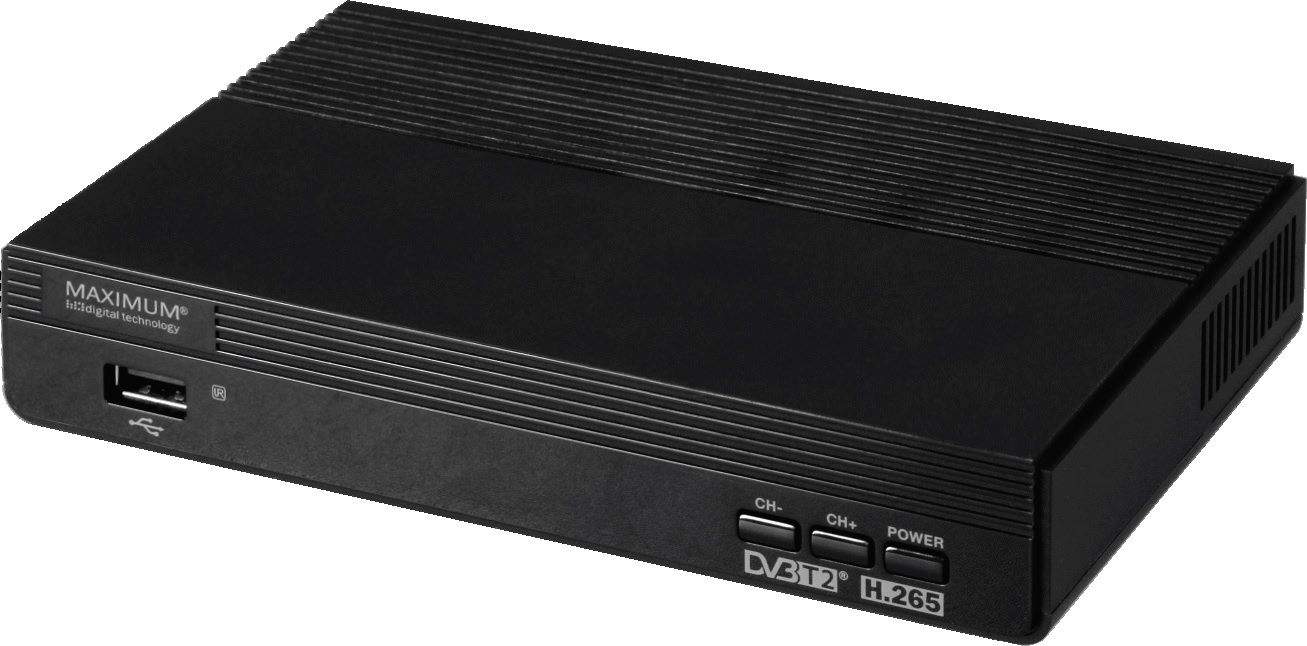 MAXIMUM DVB-T 2 Receiver für alle frei empfangbaren DVB-T Sender  DVB-T 2 Receiver (HDTV, DVB-T2 HD, Schwarz)