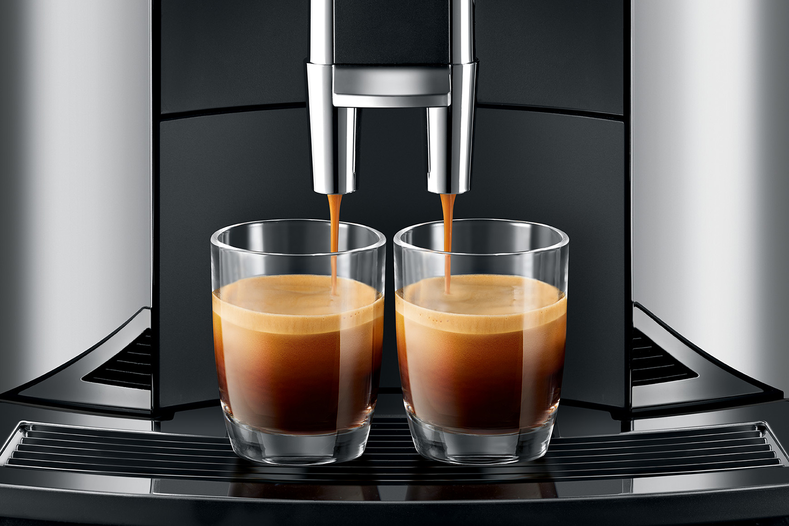 JURA Kaffeemaschine WE 8 Chrom  Kaffeemaschine (Schwarz, Mehrstufiges AromaG3-Mahlwerk, 15 bar)
