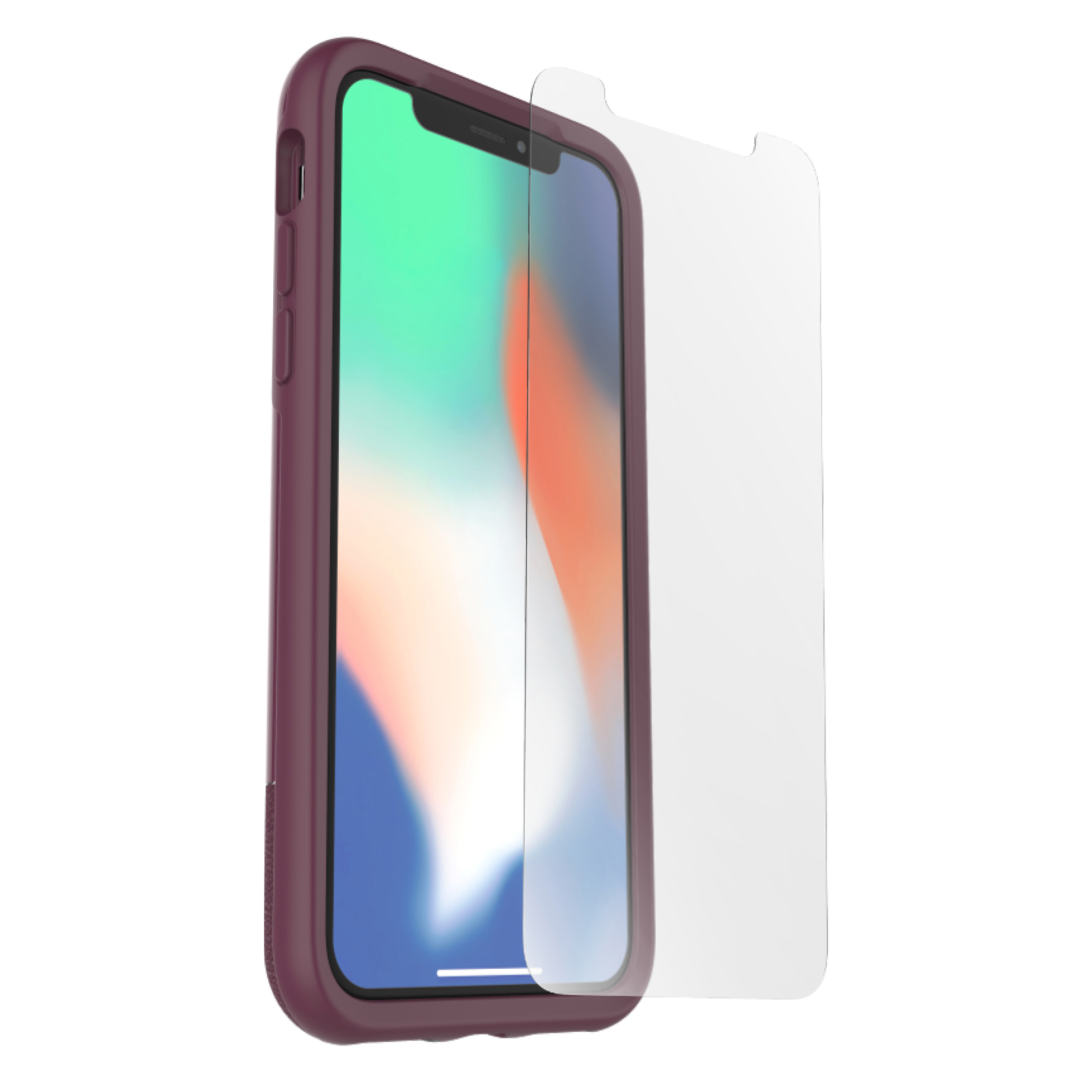 OTTERBOX Bundle Slim + Glas, Backcover, Apple, iPhone X, iPhone XS, Weinrot