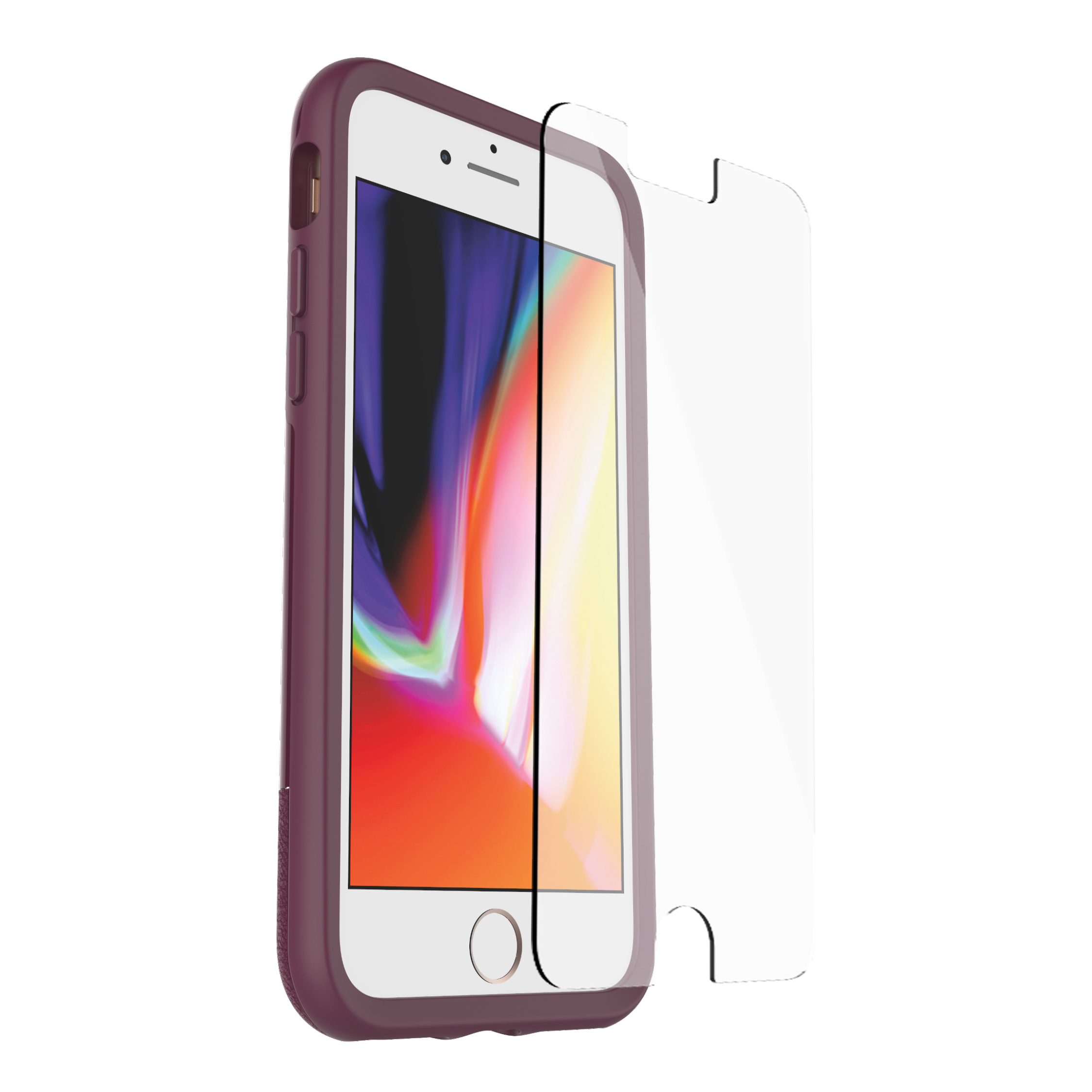 OTTERBOX Bundle Slim + Glas, Backcover, Apple, iPhone 7, iPhone 8, Weinrot
