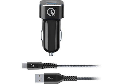 CELLULAR-LINE Car Charger Kit 18 Watt USB-C Quick Charge Tetra Force Zwart
