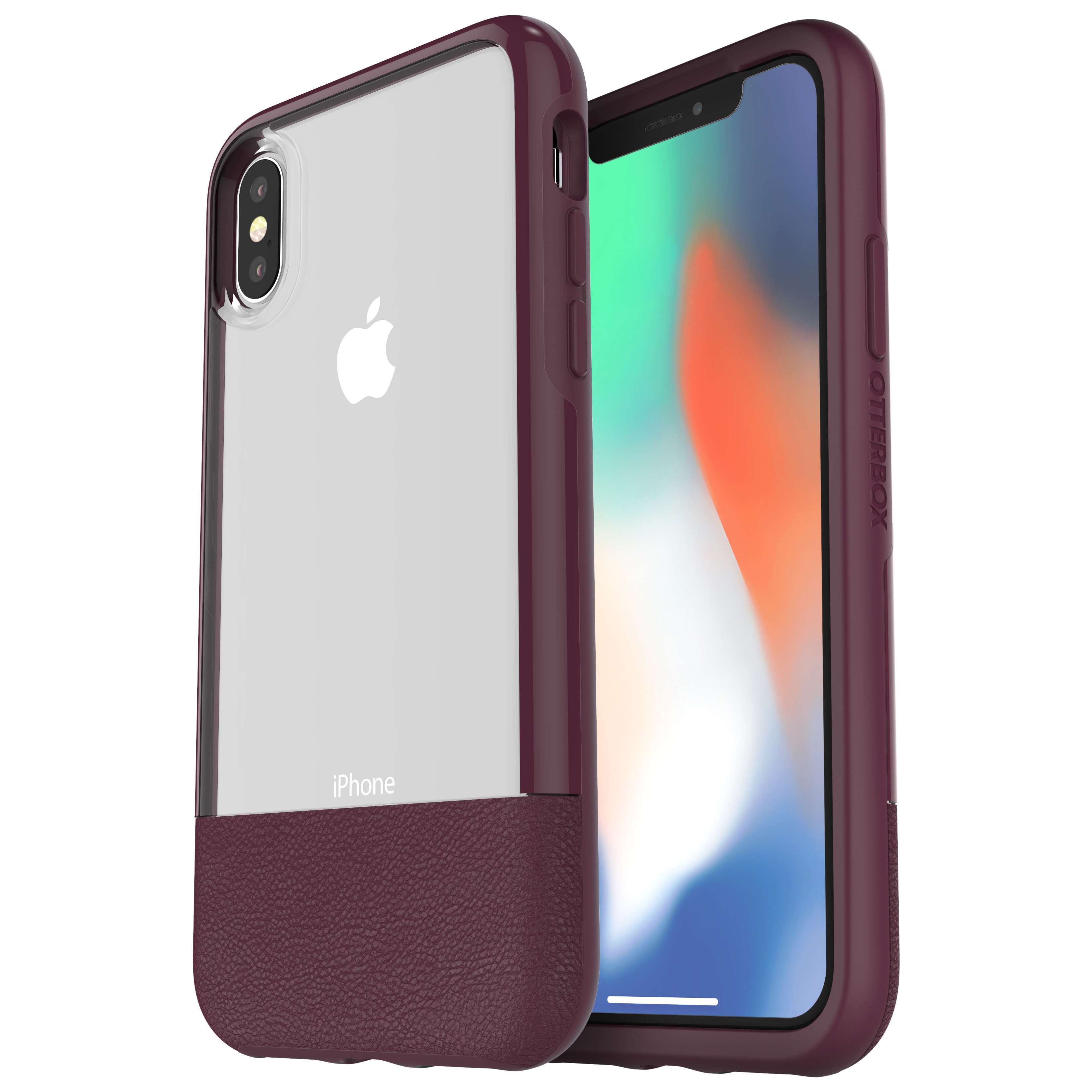 OTTERBOX Bundle Slim + Glas, Backcover, Apple, iPhone X, iPhone XS, Weinrot