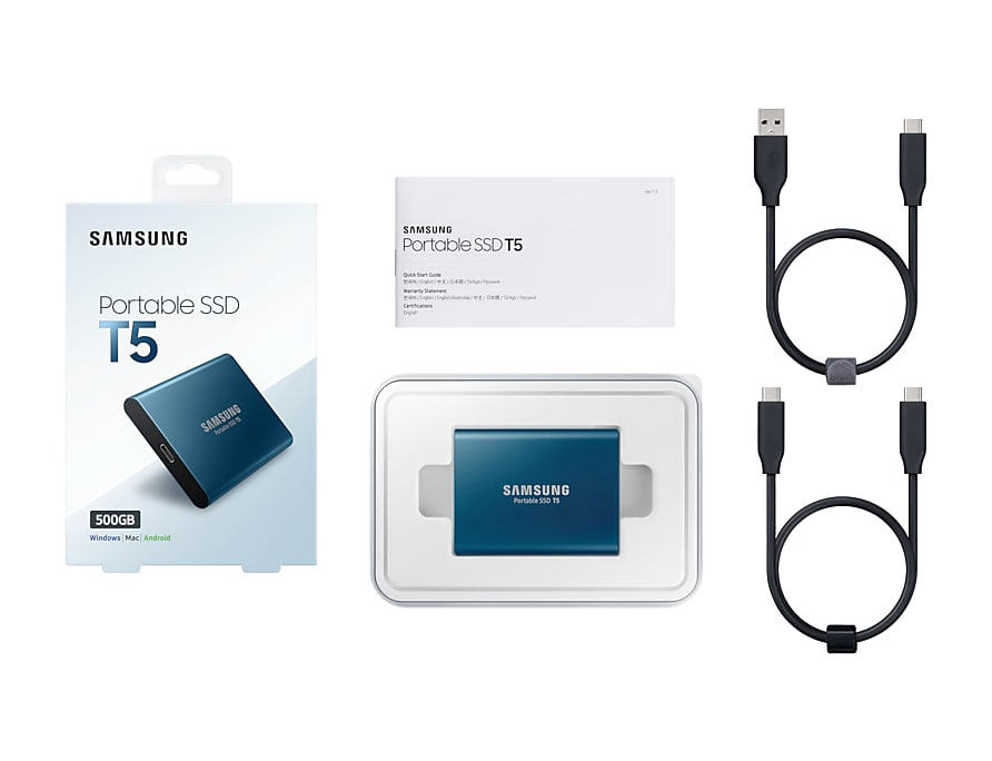 SAMSUNG Portable SSD T5 Blau 500 Festplatte, SSD, extern, GB