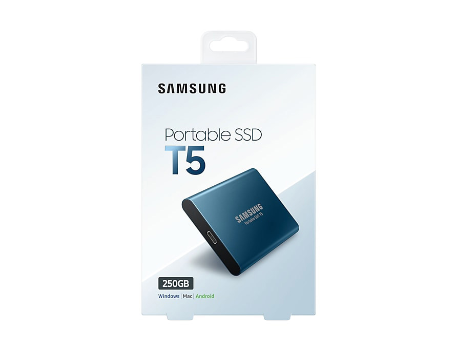 SAMSUNG Portable SSD T5 Festplatte, 250 GB SSD, 2,5 Zoll, extern, Blau