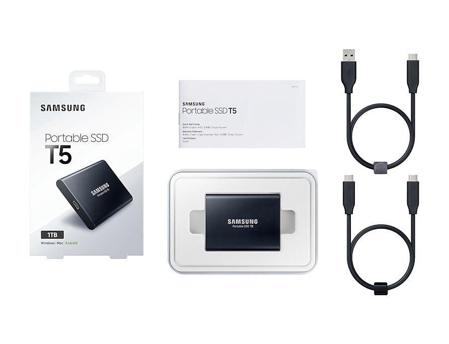 SAMSUNG Portable SSD T5 Festplatte, 1 TB SSD, 2,5 Zoll, extern, Schwarz