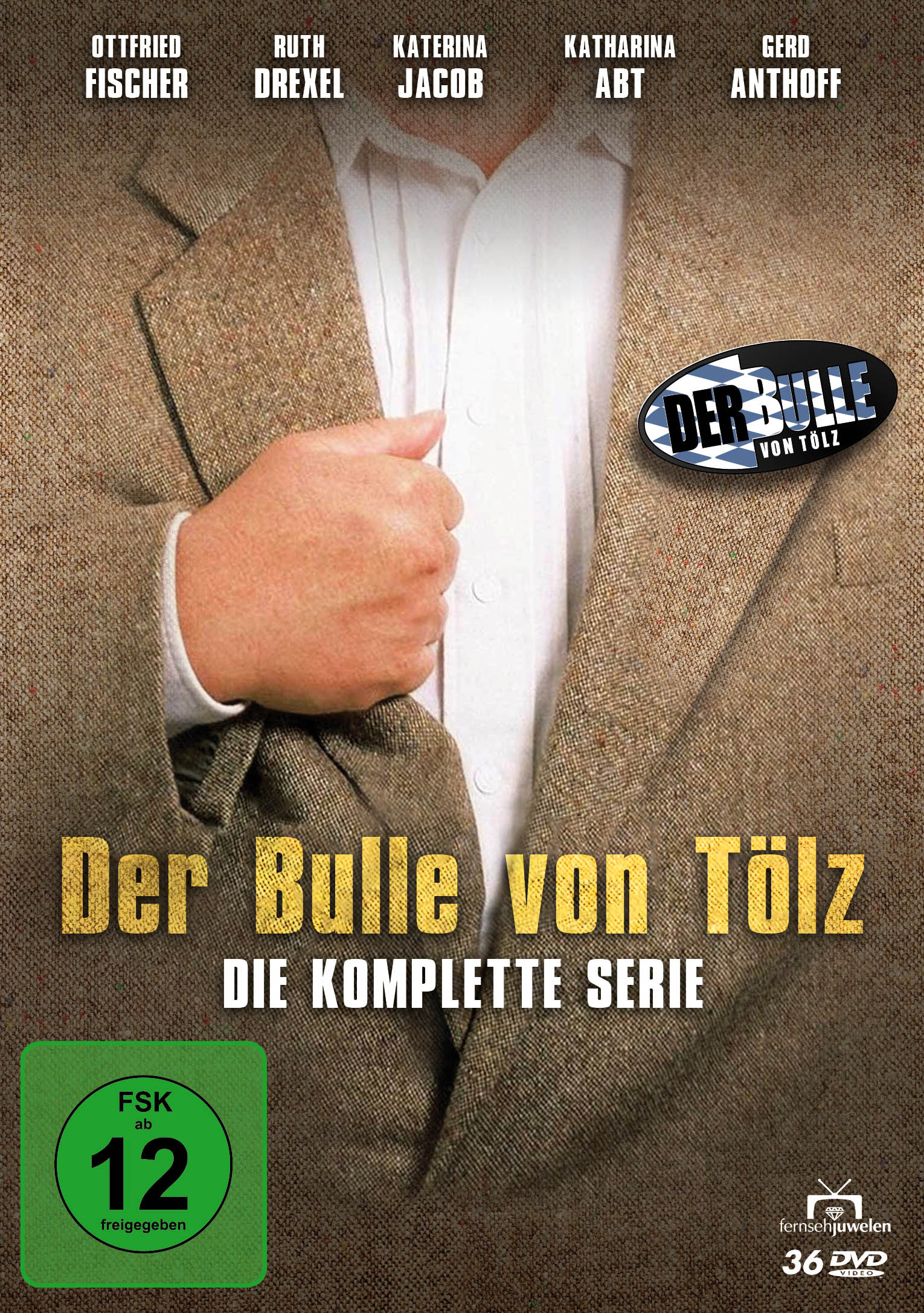 DVD-Hülle: „Der Bulle von Tölz“. Zeigt einen Mann in einer Jacke. Text und ein Bewertungslogo.