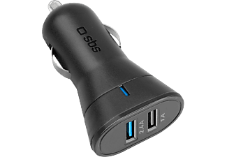 SBS MOBILE Billaddare med 2 USB-portar - Svart