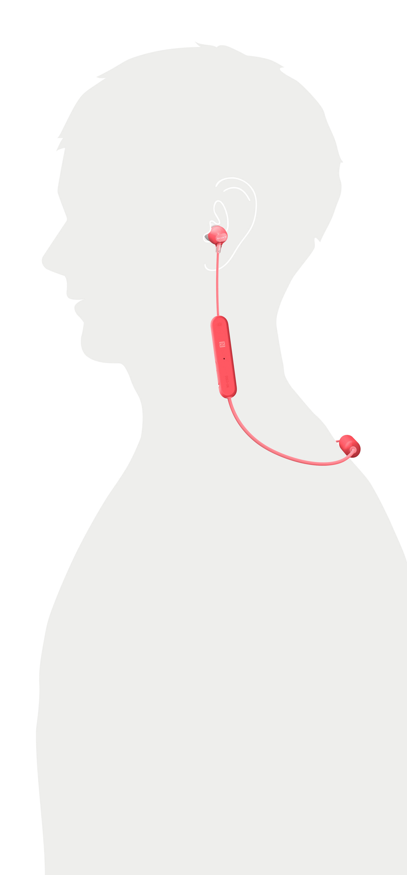 SONY WI-C300, In-ear Kopfhörer Bluetooth Rot