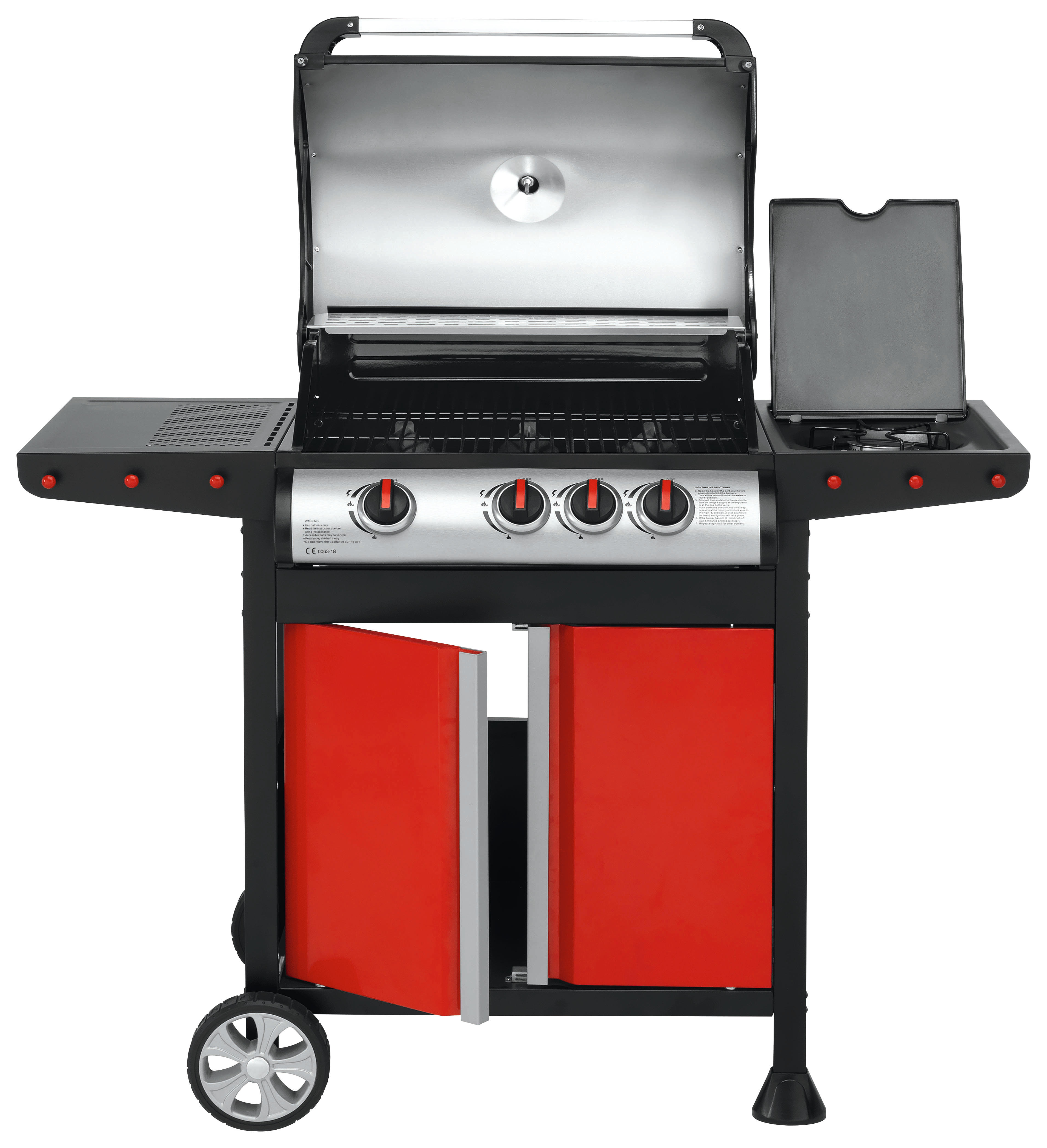JUSTUS 130704 Genius Gasgrill, Rot/Schwarz (6000 Watt)