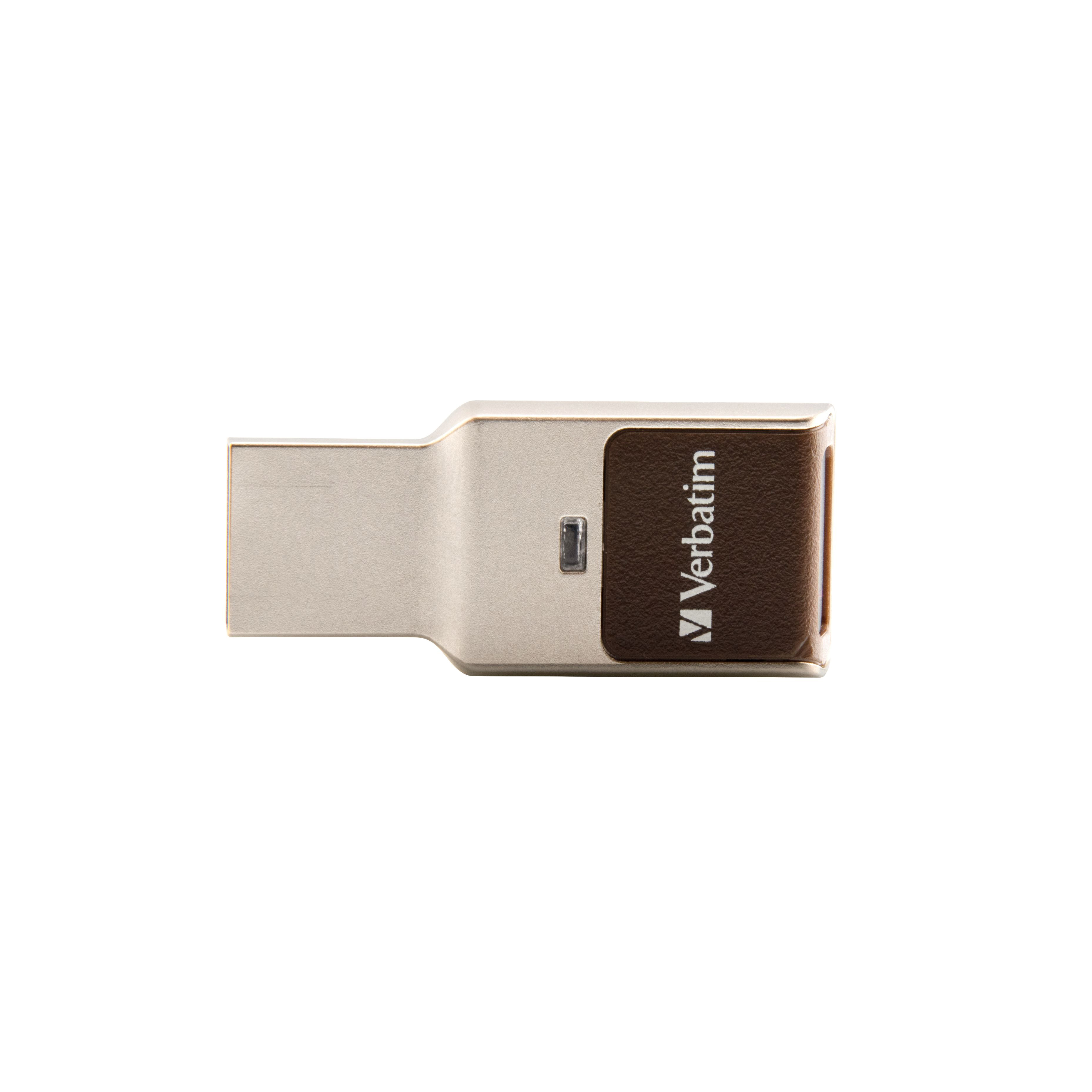 VERBATIM Fingerprint Secure USB-Stick, 32 GB, 80 MB/s, Silber