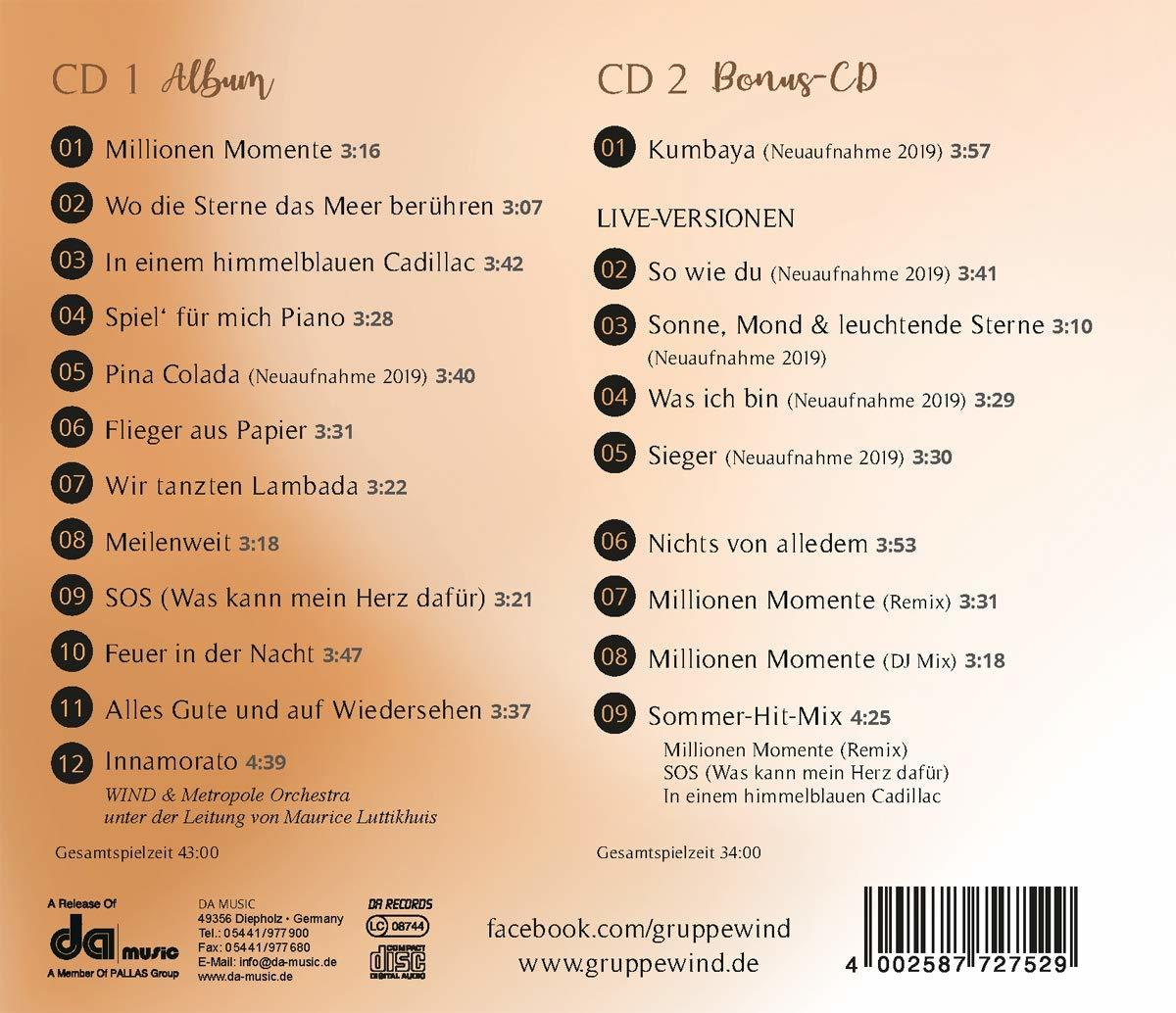 Die Rückseite eines CD-Albums mit Titellisten.