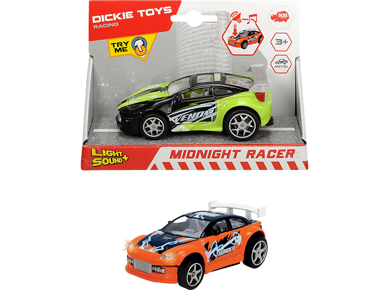 2-sort. Grün/Schwarz, Orange/Blau Midnight DICKIE-TOYS Racer, Spielzeugauto