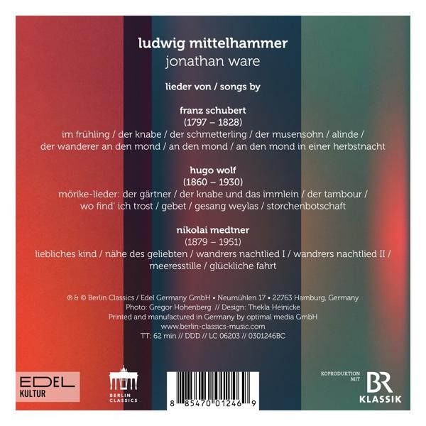 CD-Cover mit Text, der Lieder von Schubert, Hugo Wolf und Medtner mit Künstlernamen auflistet.