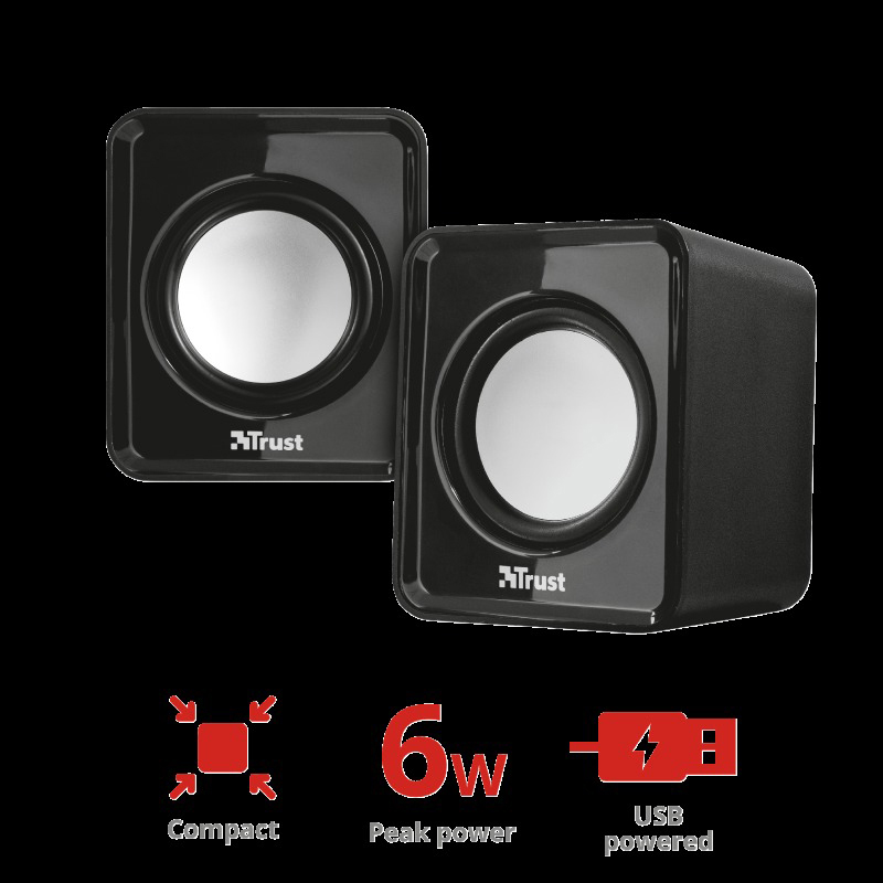 TRUST Leto 2.0 Lautsprechersystem (2.0 Lautsprecher, schwarz