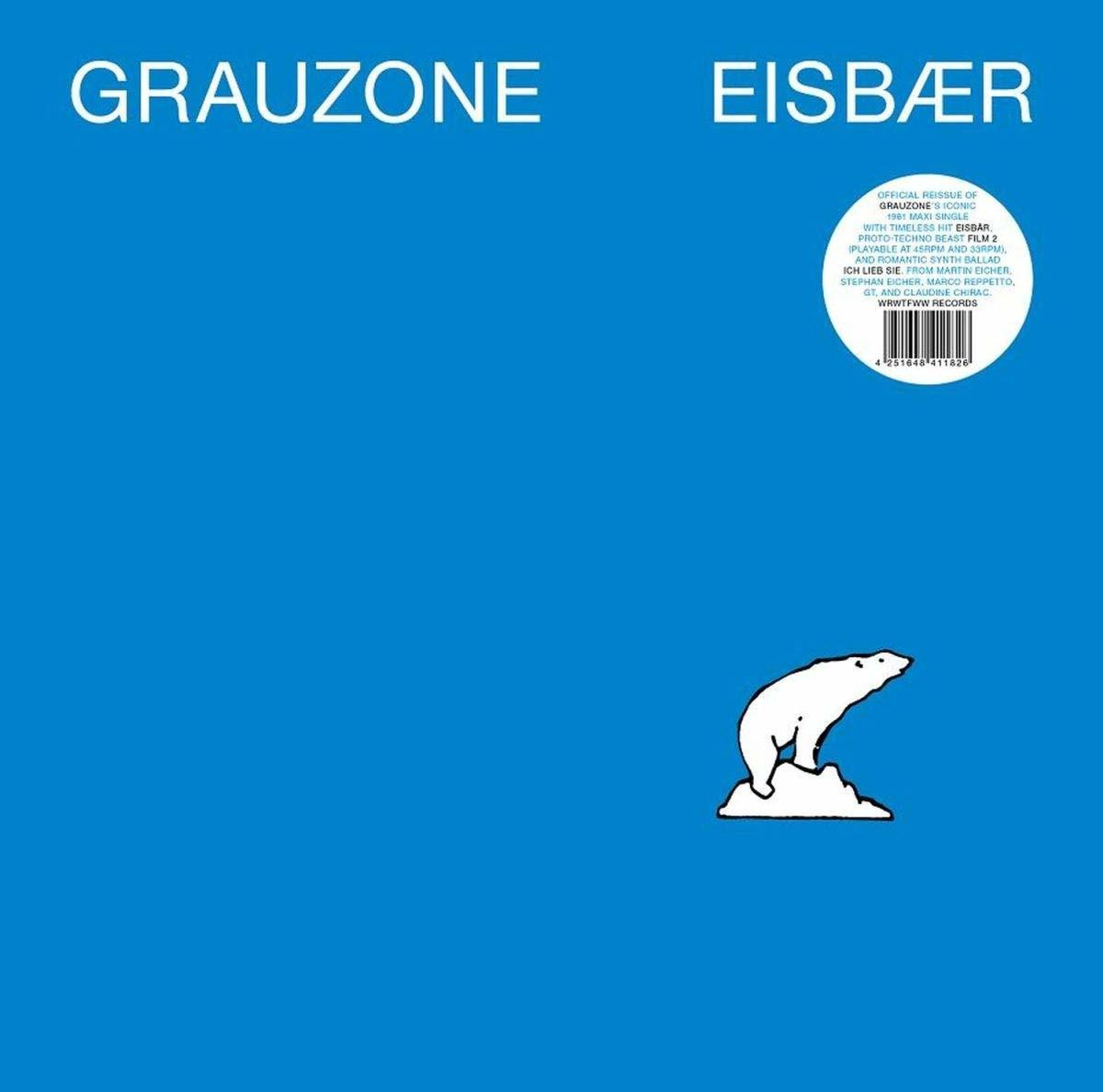 Albumcover: Blauer Hintergrund, weißer Text und ein Eisbär auf Schnee. 'Grauzone' und 'Eisbär'.