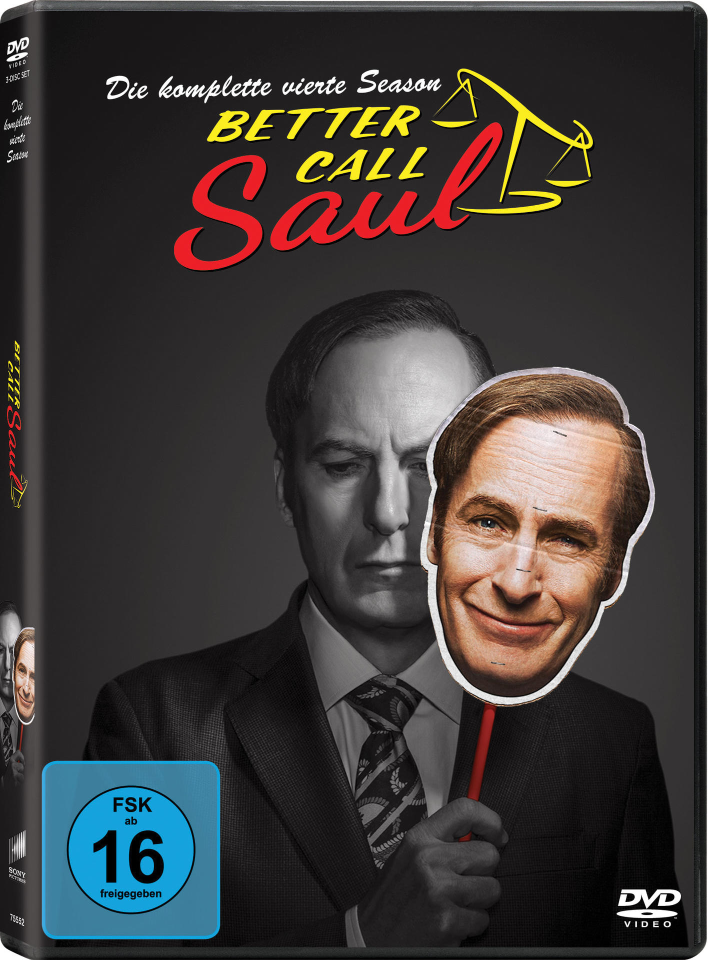 DVD-Hülle mit einem Mann, der eine Maske eines anderen Mannes hält.