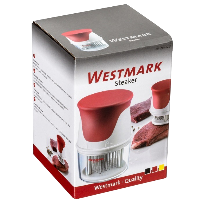 Westmark húspuhító dobozban, piros-fehér dizájnnal.