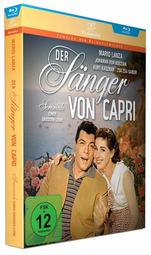 DVD-Hülle mit Filmposter von zwei sich umarmenden Personen. Der Titel lautet 'Der Sänger Von Capri'.