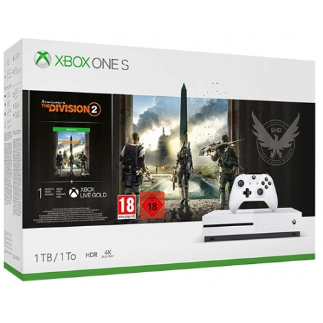 Consola - Microsoft Xbox One S, 1 TB, Blanca + The Division 2