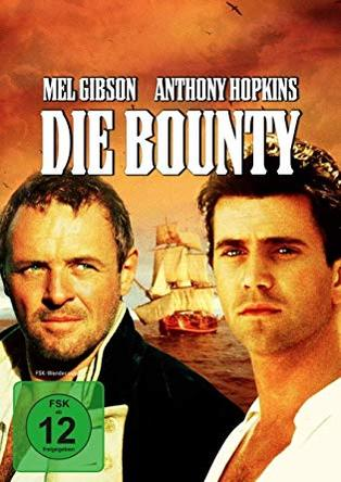 DVD-Cover mit Mel Gibson und Anthony Hopkins für den Film Die Bounty.