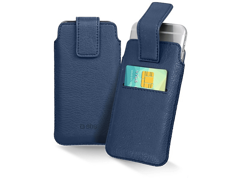 SBS Cover smartphone pocket XL 5'' Blauw (TEPOCHECARDXLB)