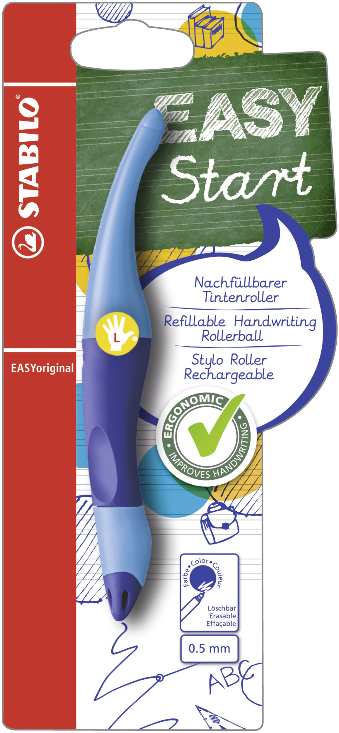 STABILO EASYoriginal Tintenroller Stiftfarbe Blau, Schreibfarbe Königsblau (löschbar)