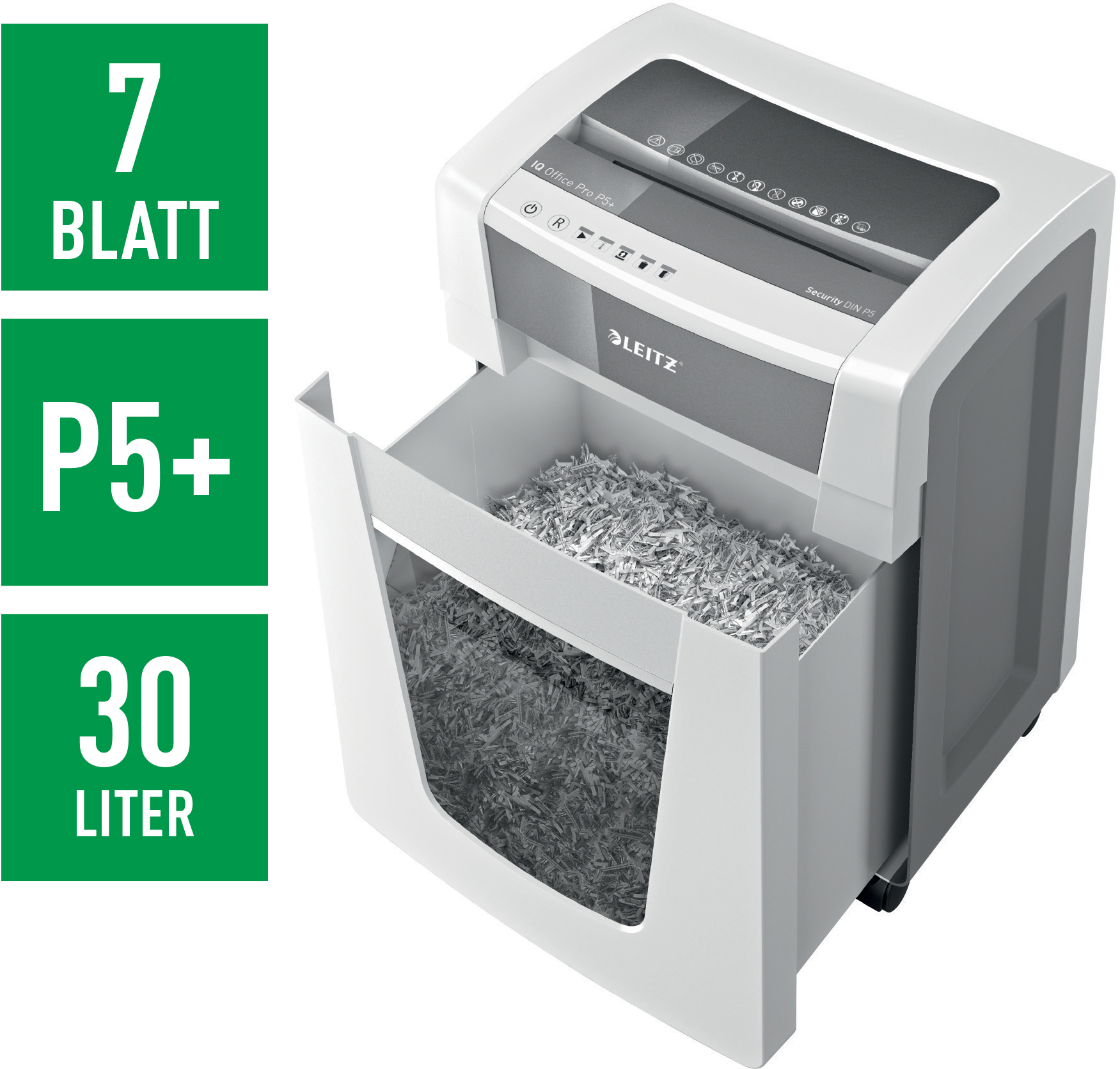 LEITZ IQ Office Pro P5+ Aktenvernichter, Weiß