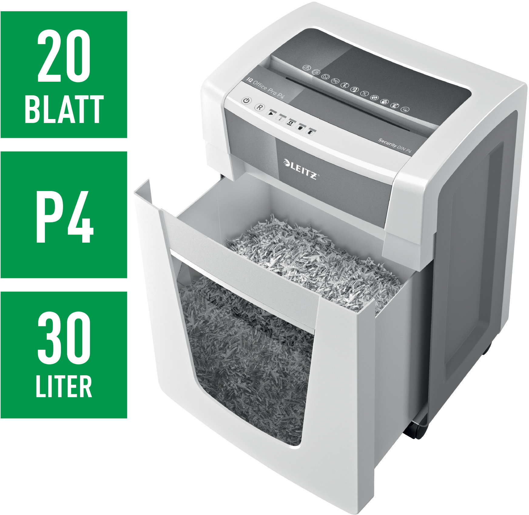 LEITZ IQ Office Pro P4 Aktenvernichter, Weiß