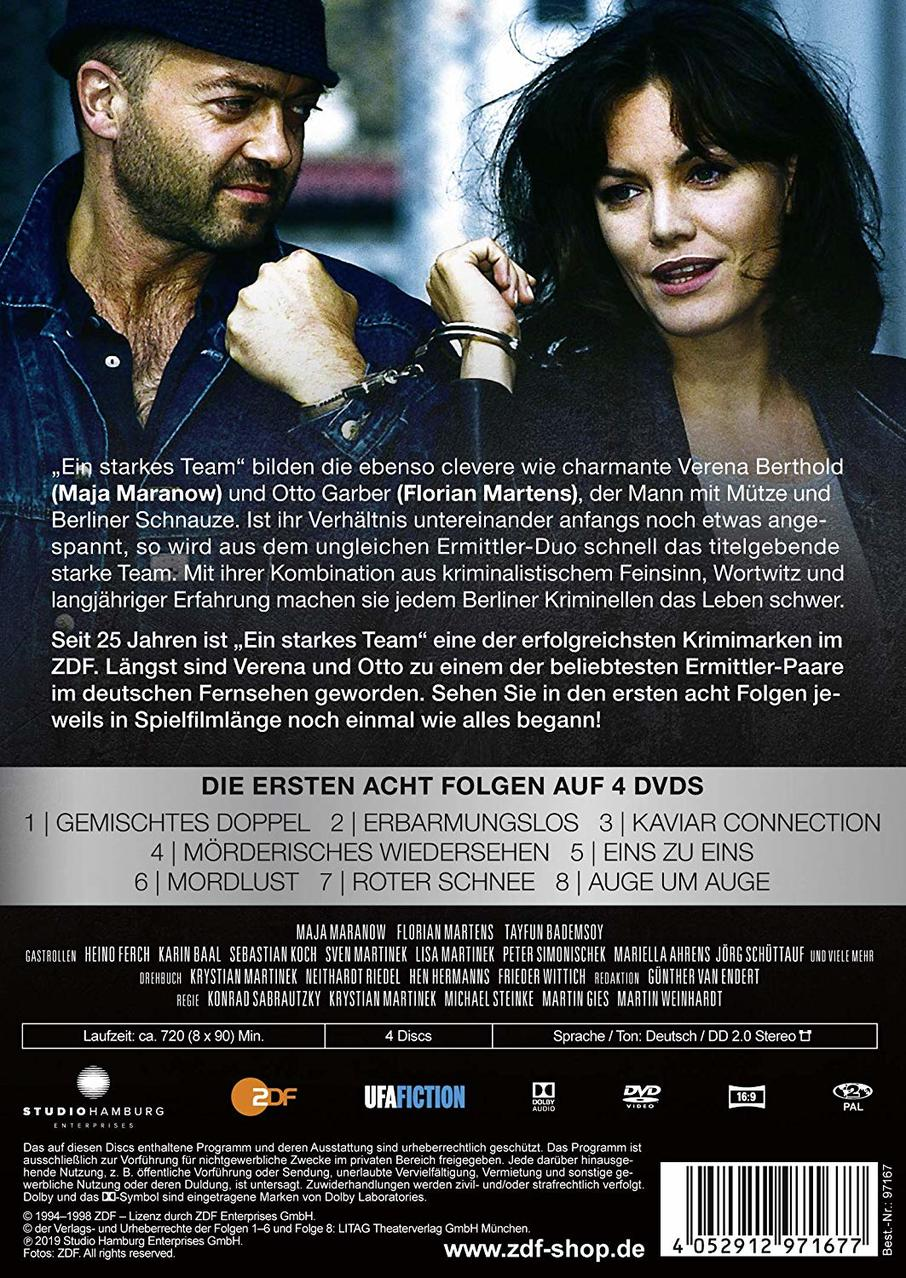 Die Rückseite einer DVD-Hülle mit Text und Bildern von Schauspielern und einer Beschreibung.