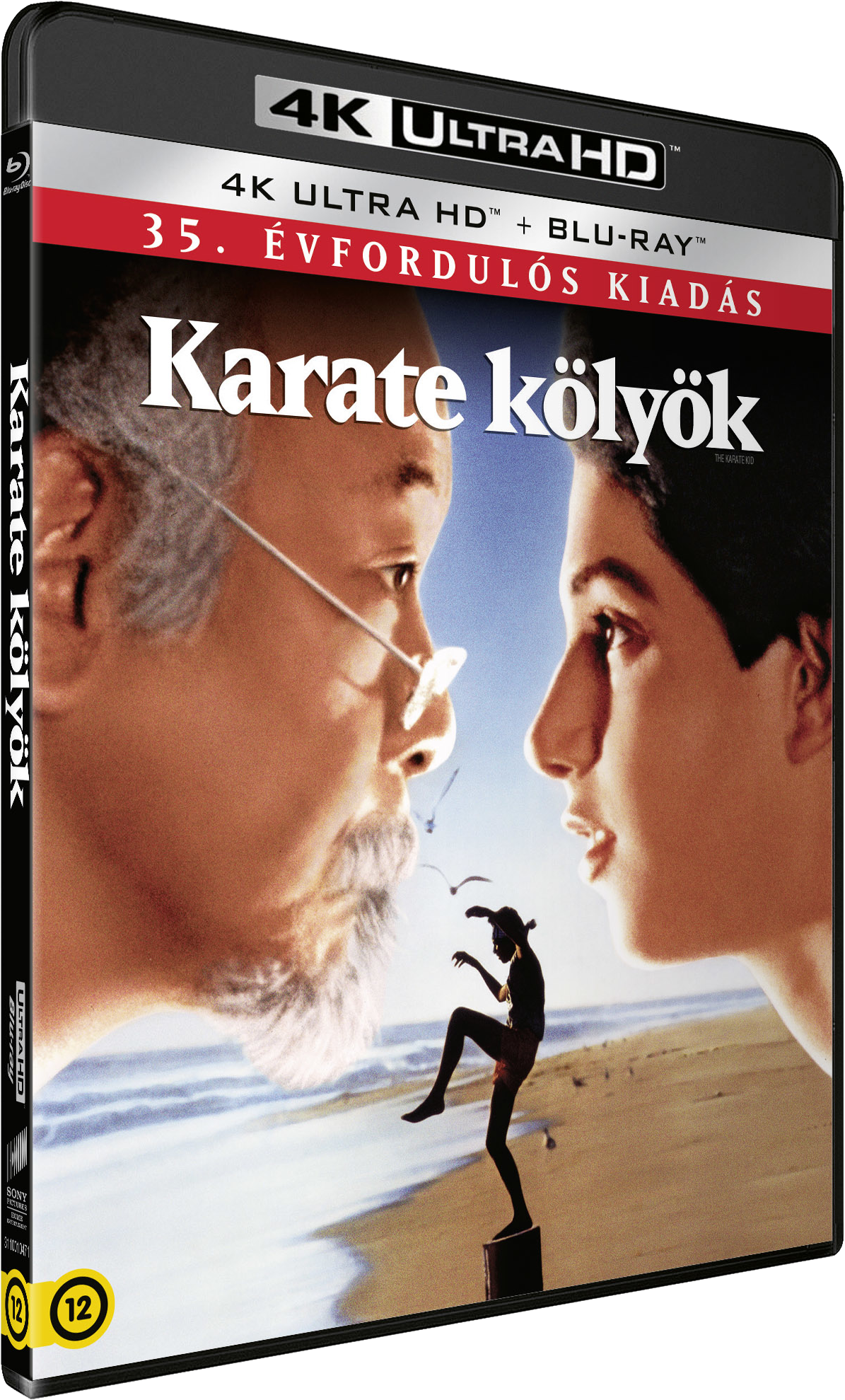 Karate Kid film Blu-ray borítója. Két arc néz egymással szembe.