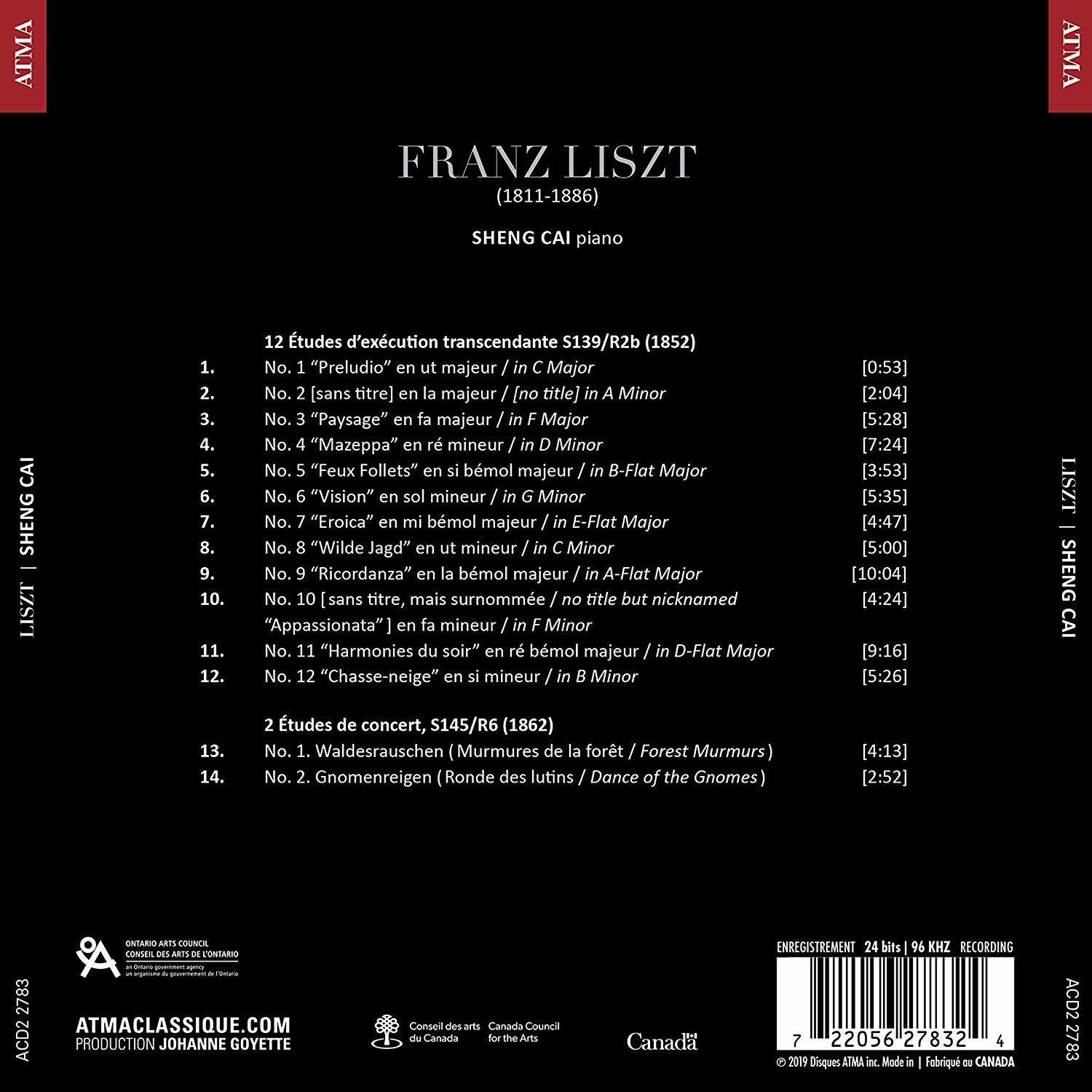 Sheng Cai - Études D'exécution Transcendante  - (CD)