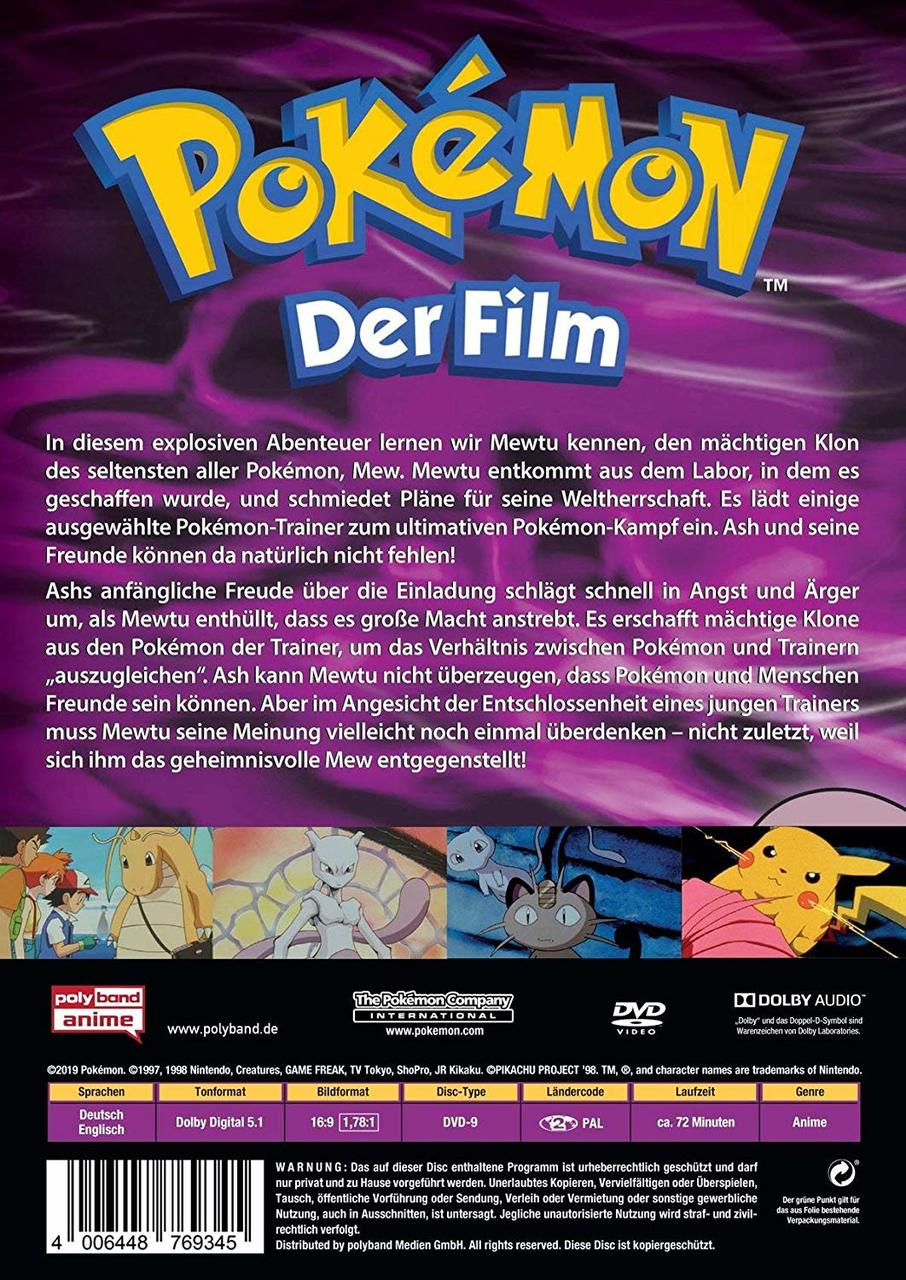 DVD-Cover von 'Pokémon Der Film' mit bunten Grafiken und Text.
