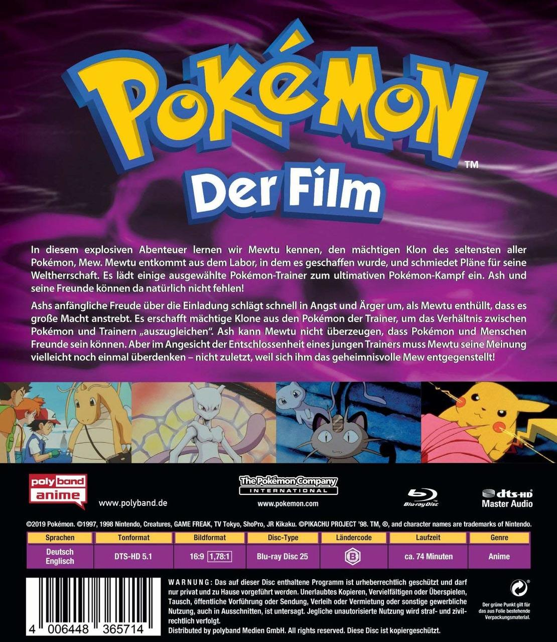 DVD-Cover von 'Pokémon Der Film' mit bunten Grafiken und Text.