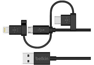 BELKIN 3-in-1-kabel Micro-USB/Lightning/USB-C Zwart