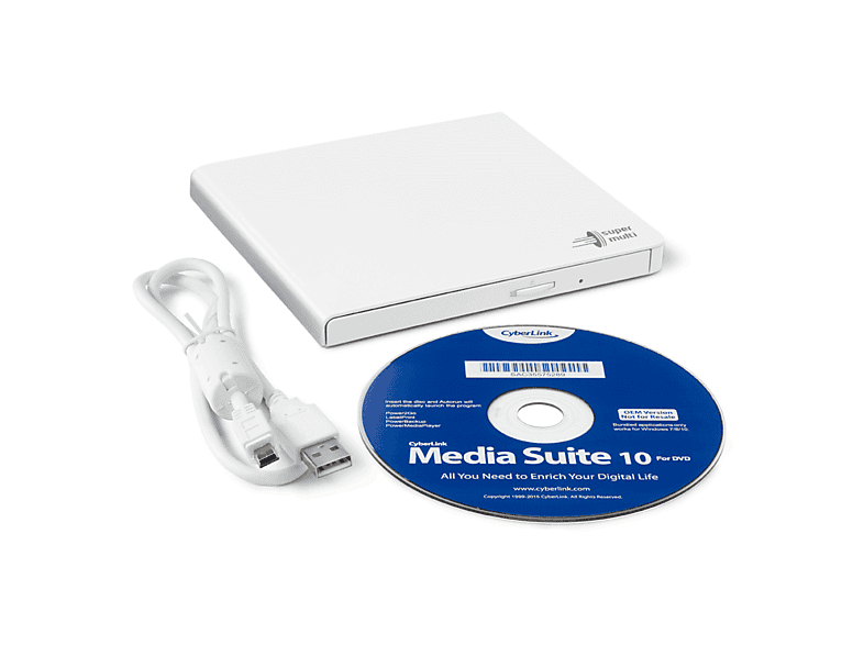 HITACHI-LG DVD Brenner GP57EW40, extern, weiß, USB 2.0 (GP57EW40.AHLE10B); CD-/DVD Brenner — Foto 2 von 2