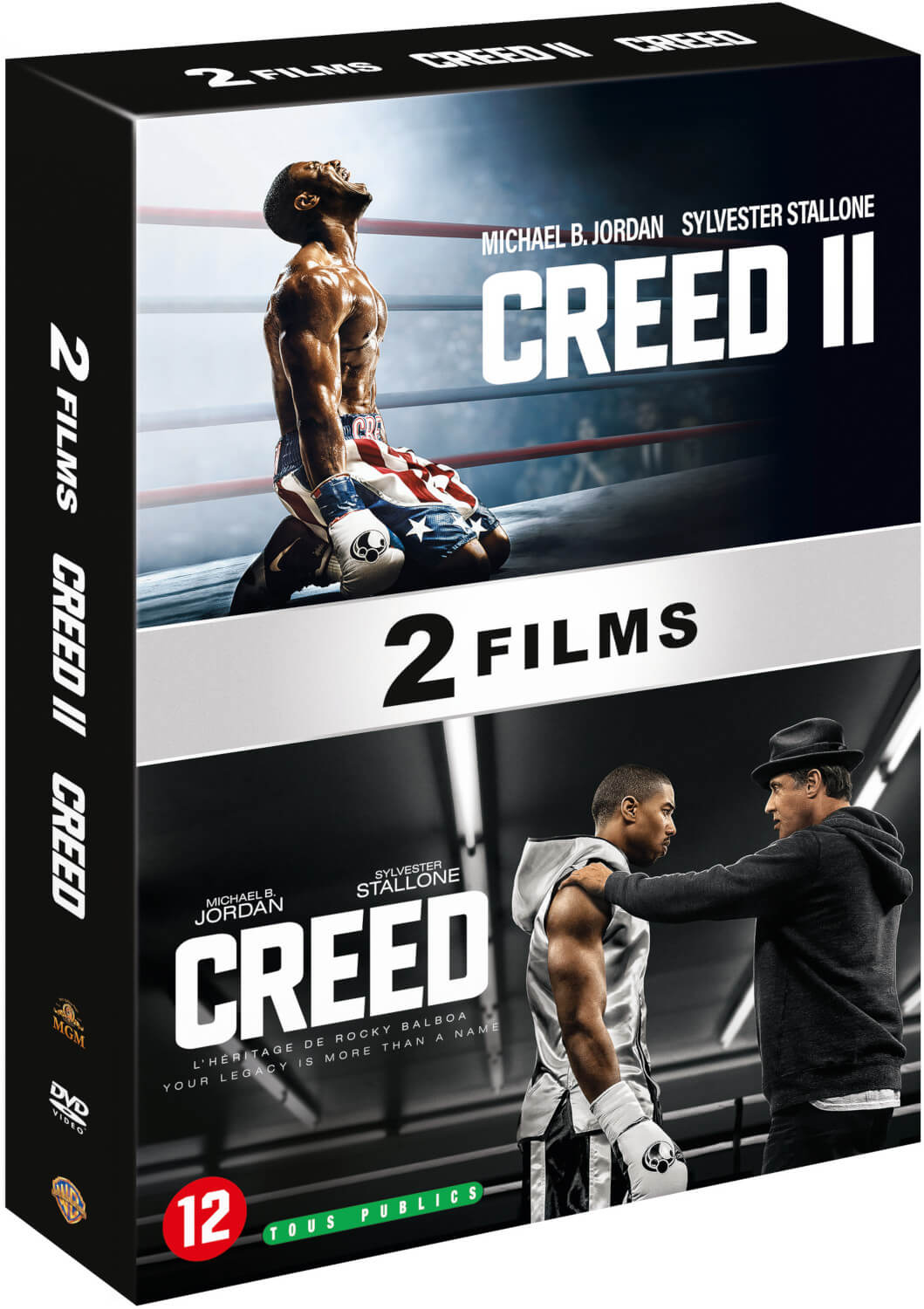 Coffret DVD Creed II et Creed. Avec Michael B. Jordan et Sylvester Stallone.
