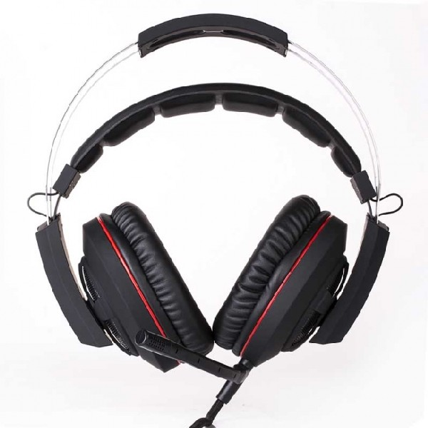 Auriculares gaming - Scorpion MA-HG9003, 7.1 Virtual, Vibración, Luz LED, Negro / Rojo