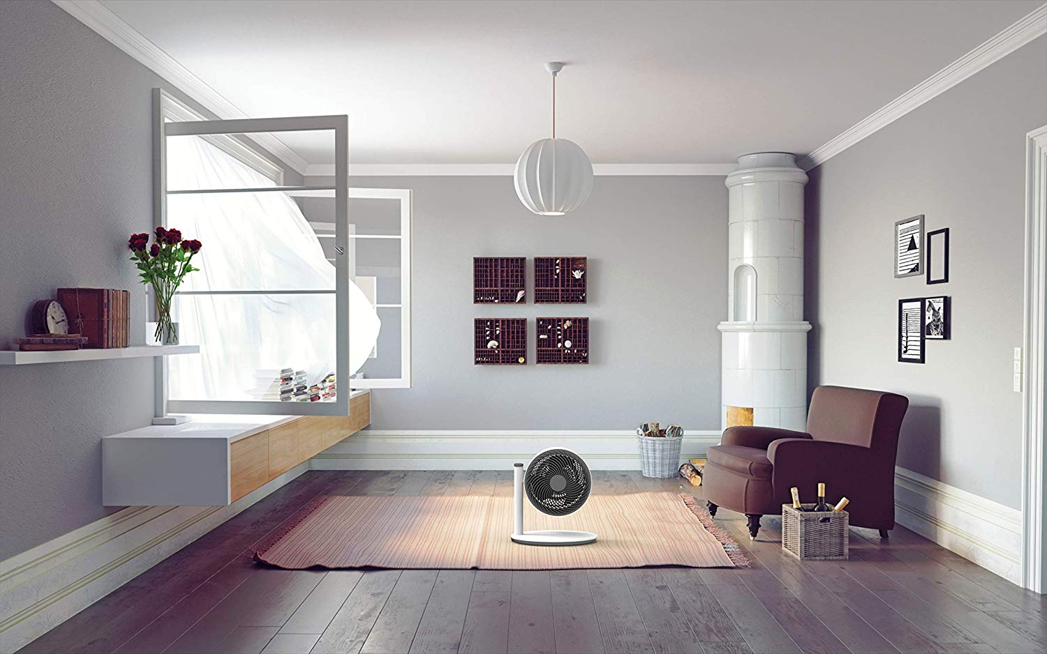 Aspirateur robot sur sol carrelé avec gouttes d'eau et texte.