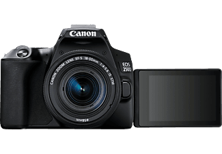 CANON EOS 250D Kit Spiegelreflexkamera, 24,1 Megapixel, 18-55 mm Objektiv (IS, STM, EF-S), Touchscreen Display, WLAN, Schwarz