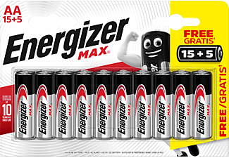ENERGIZER Energizer MAX - Batterie classice AA - 15+5 Pezzi - Batterie AA (Argento/Nero)