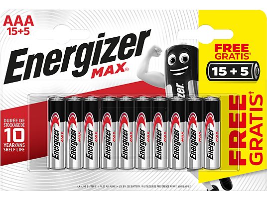 ENERGIZER MAX AAA 15+5 Bonus Pack - Batterie (Silber/Schwarz)