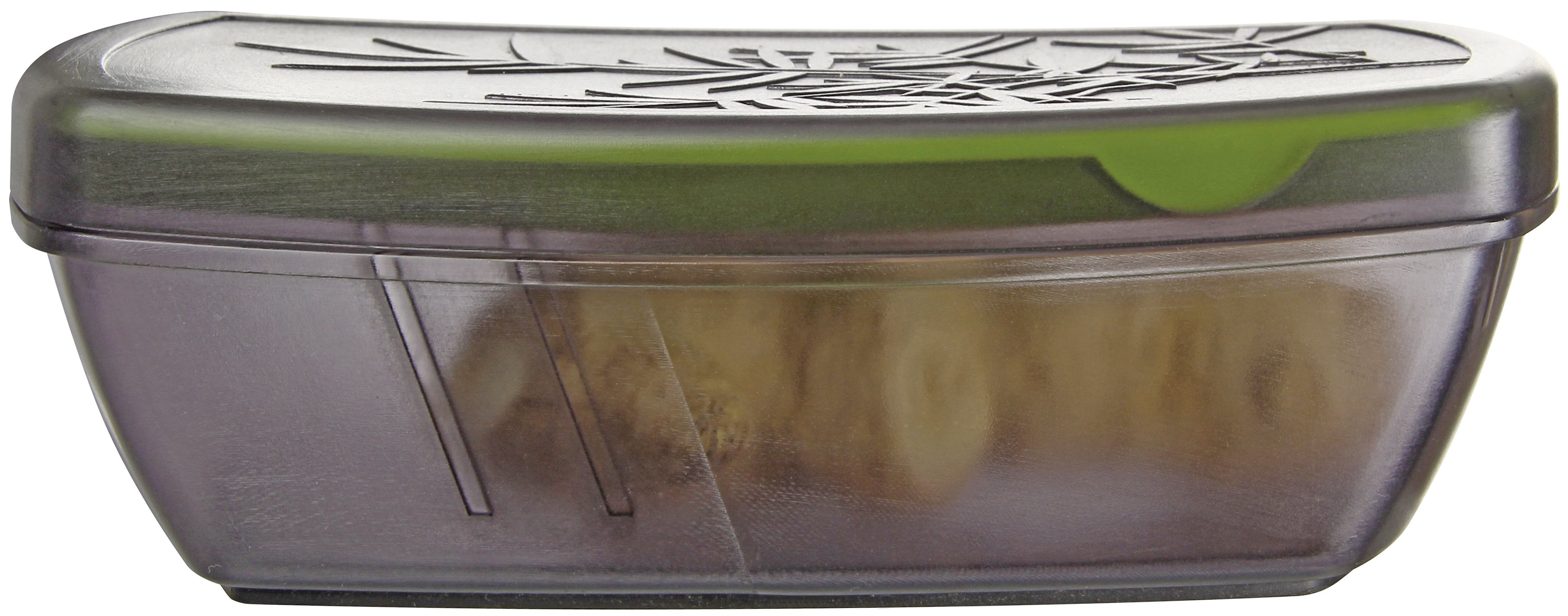 Transparenter Behälter mit Seife darin.