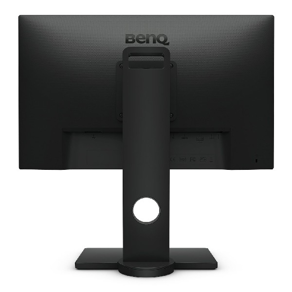 Parte trasera de un monitor de ordenador negro, con el logotipo de BenQ y puertos.