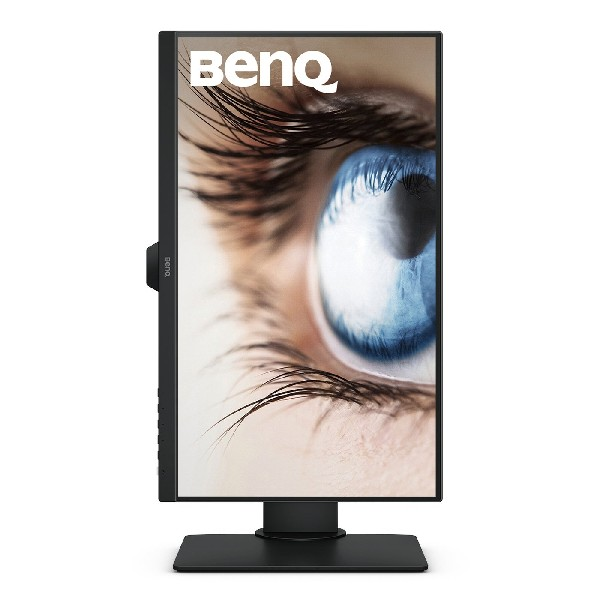 Monitor BenQ, marco negro, imagen de ojo en pantalla.