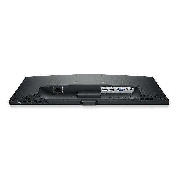 Parte trasera de un monitor negro. Se ven puertos de alimentación, USB y otros.